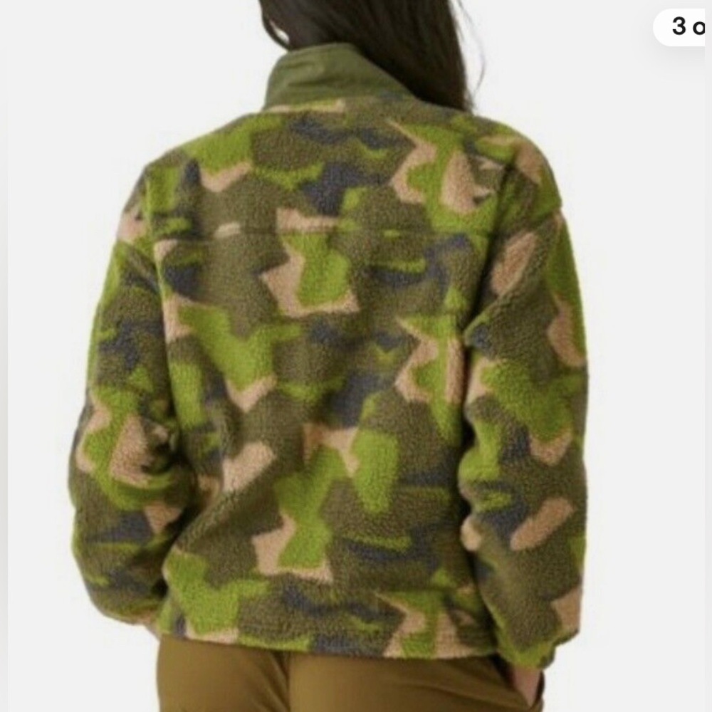 Bass Outdoor Women's Coastal Sherpa Zip-up Camo Jacket green Fleece Warm - Picture 4 of 7